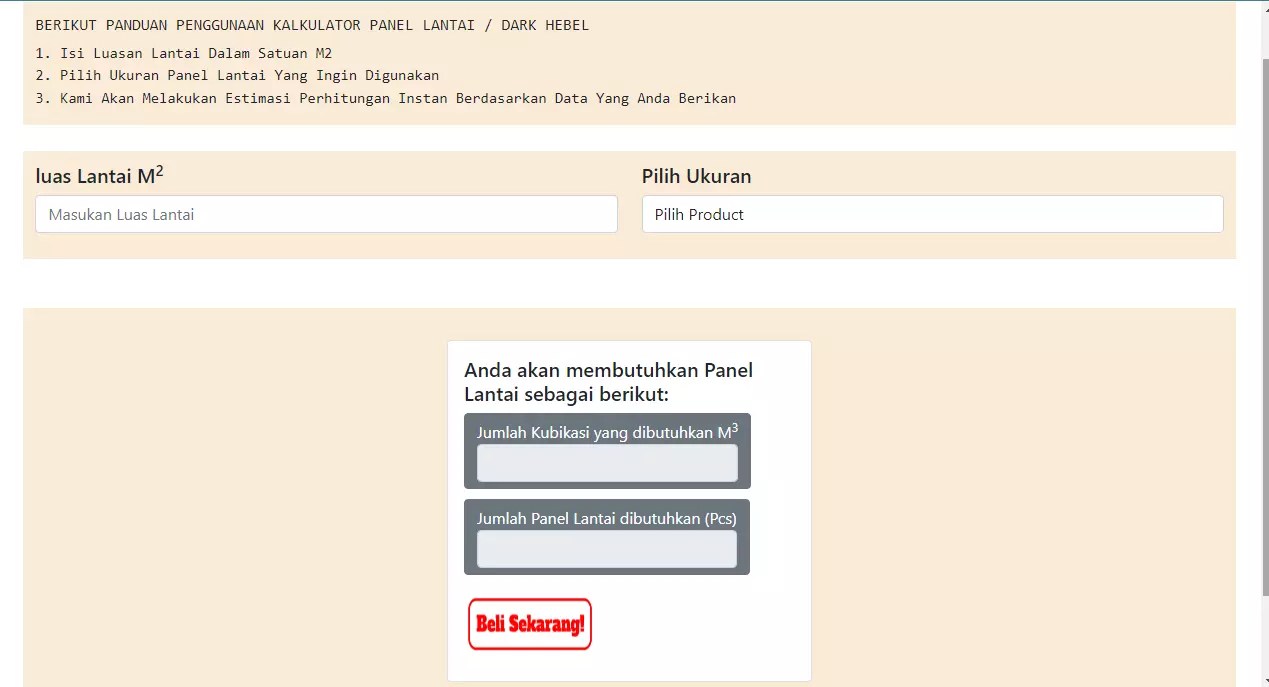 kalkulator panel lantai