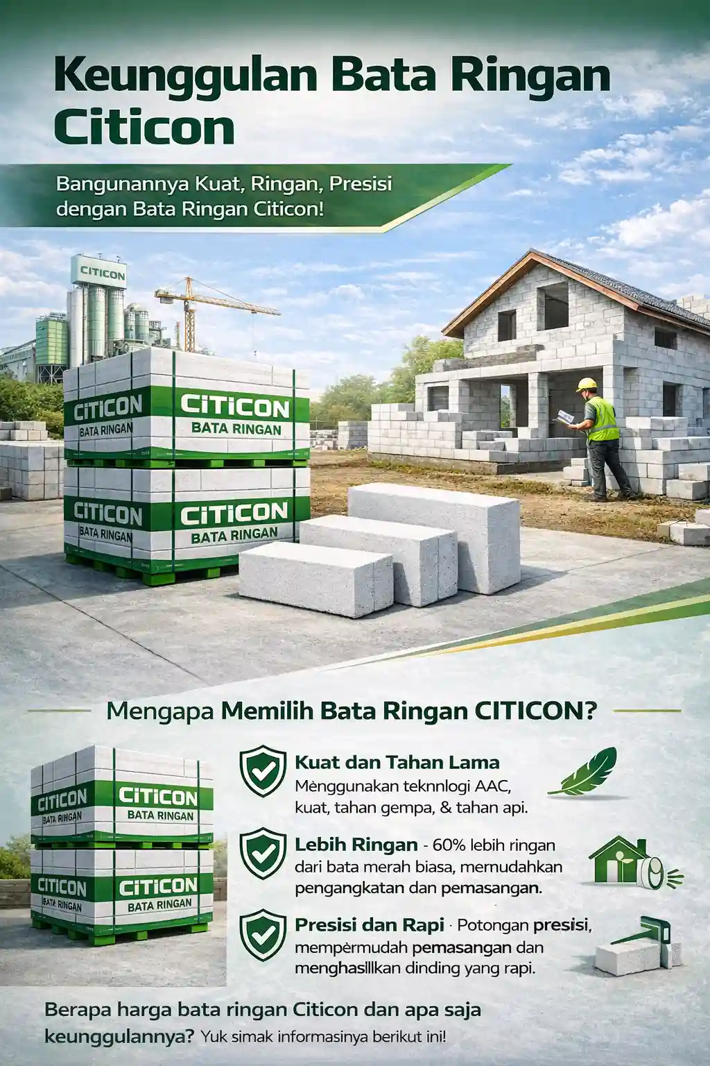 Keunggulan Bata Ringan Citicon