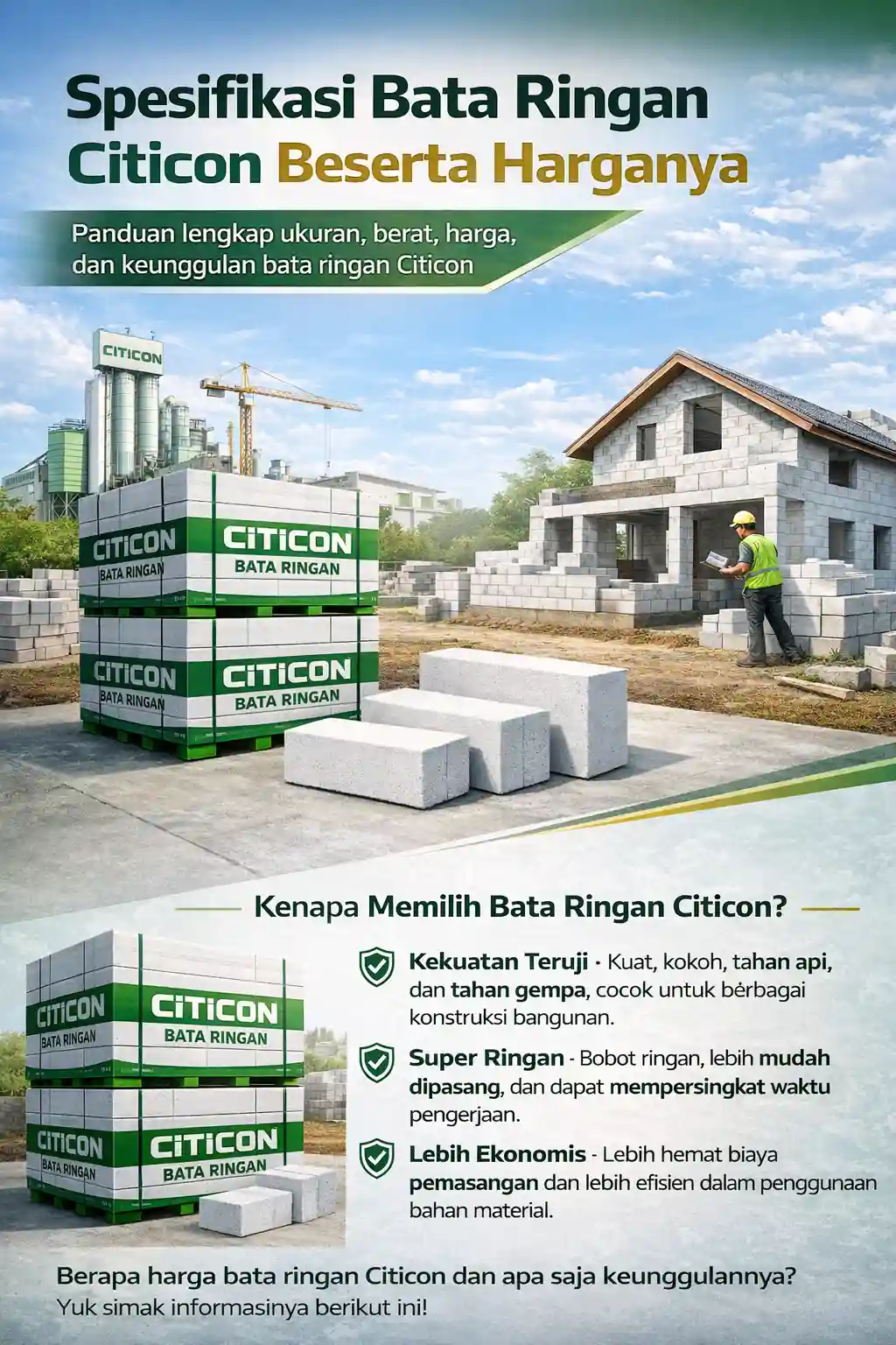 Spesifikasi Bata Ringan Citicon Beserta Harganya