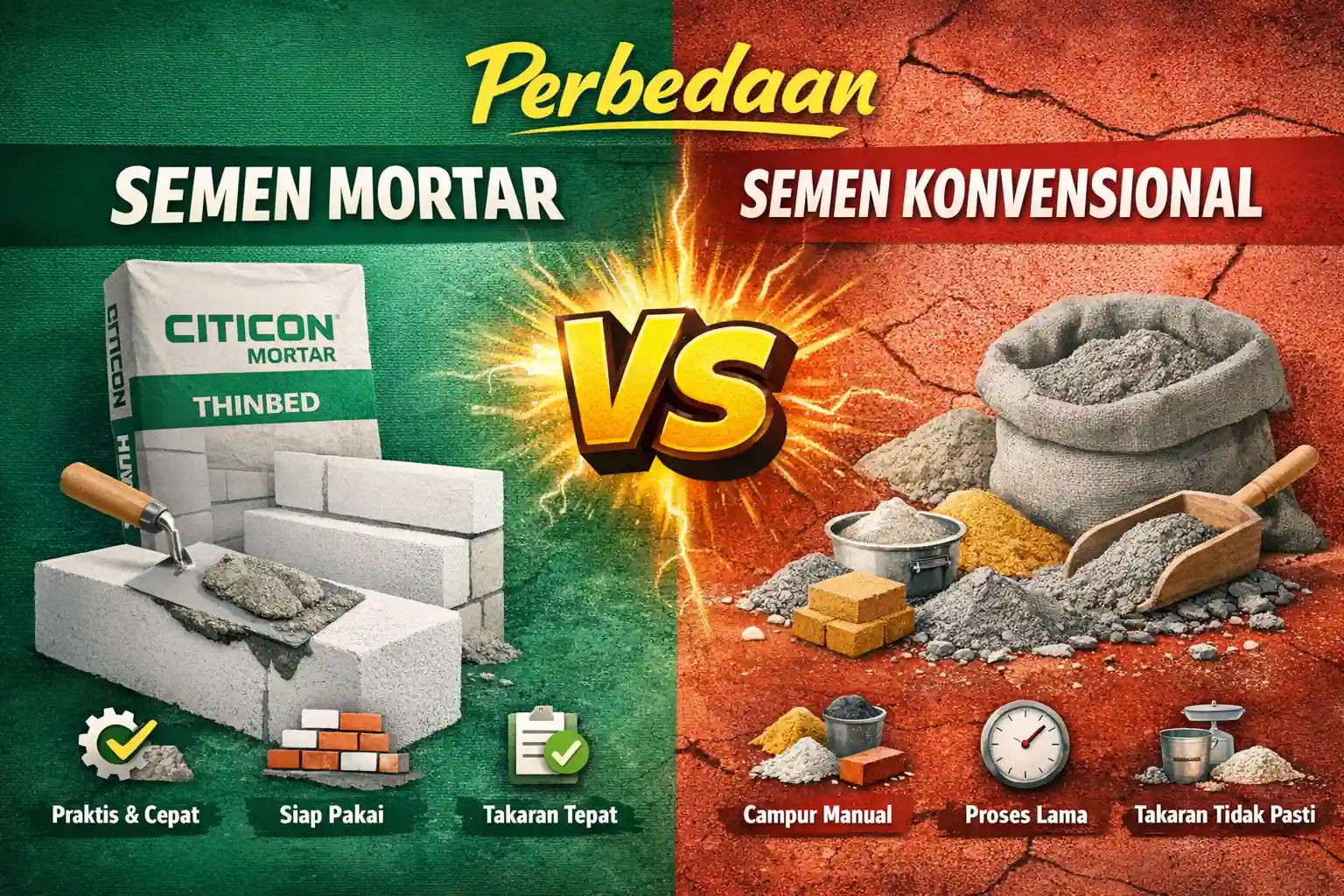Perbedaan Semen Mortar vs Semen Konvensional